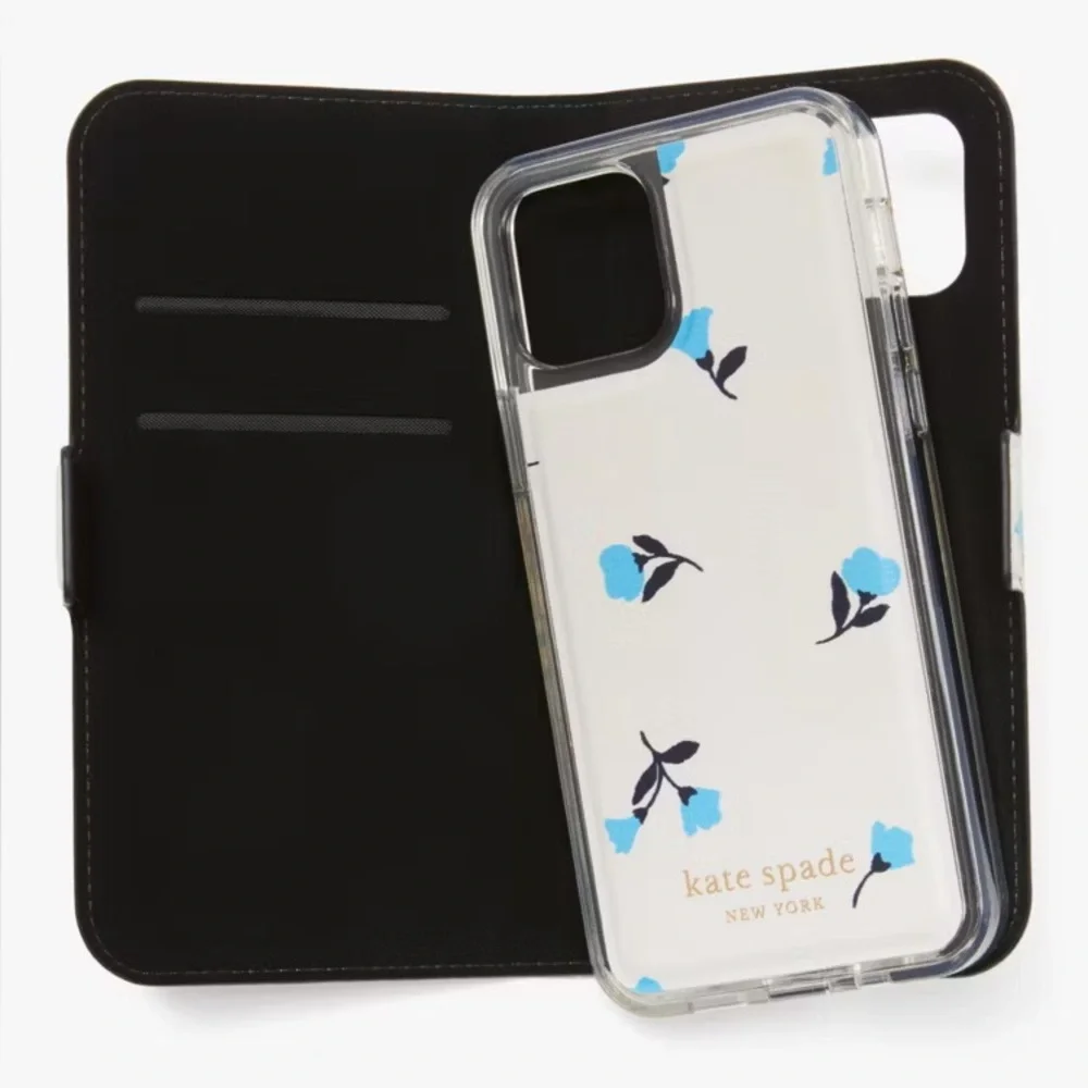 Kate Spade Glitter Black & Dainty Bloom IPhone 12 mini Magnetic Wrap Folio Cases